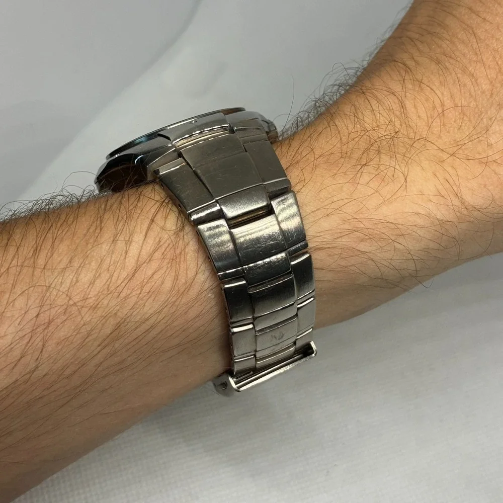 Vintage Seiko Alba Titanium Solar V14J-0AA0 Men Watch Blue Day Date Sport-READ!!